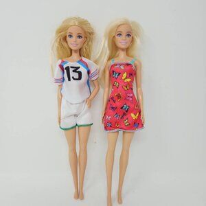 Lot Of 2 Barbie Dolls With Blonde Hair & Outfits